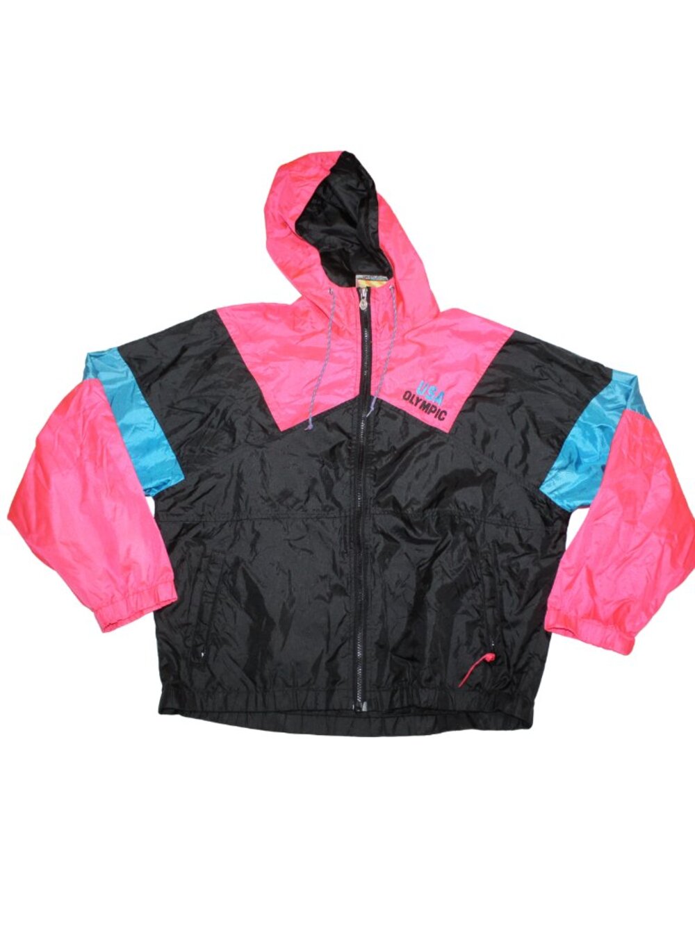 Vintage USA Olympics unisex zip up windbreaker jacket size L neon 90s logo